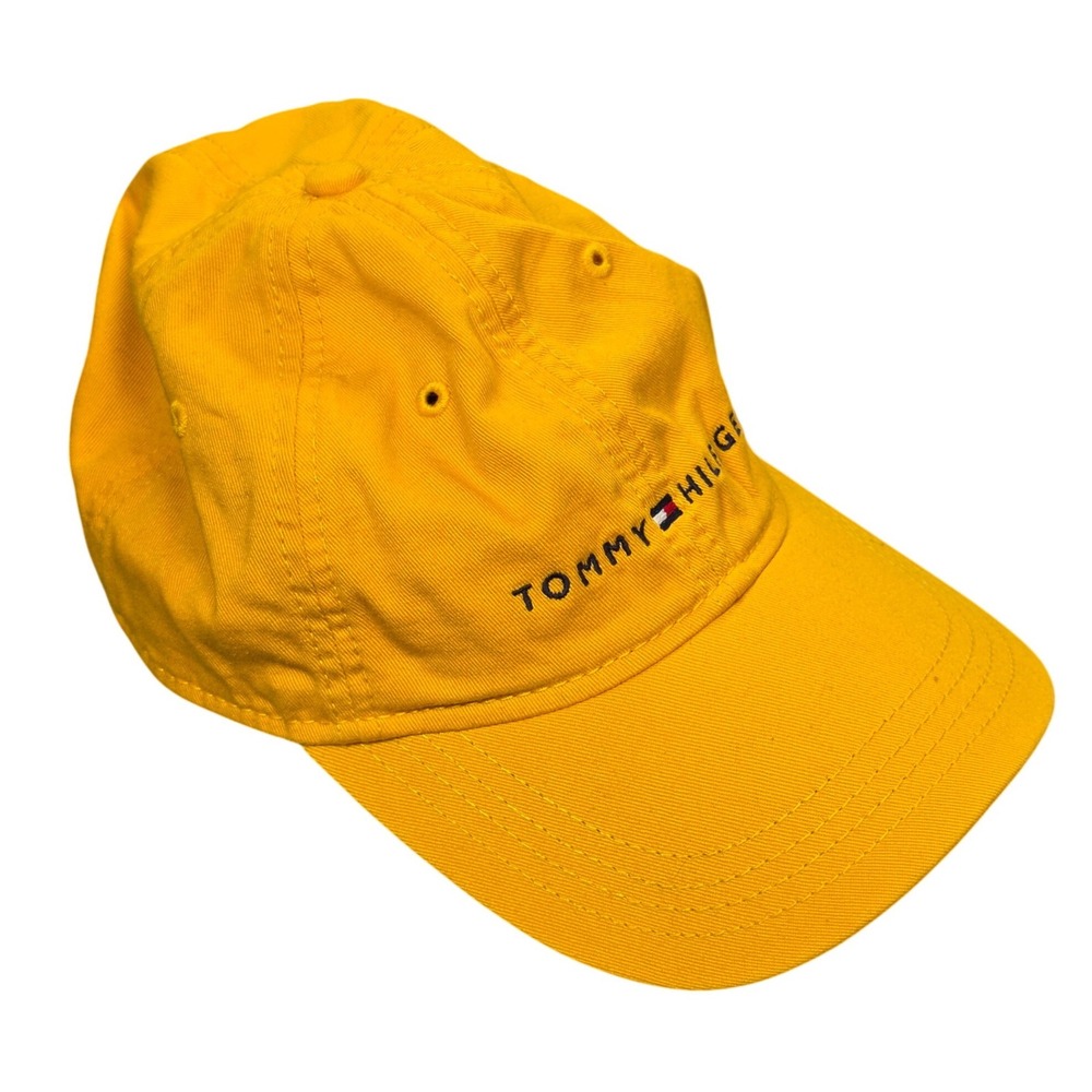 Tommy Hilfiger Embroidered Logo Dad Hat Mens One Size Yellow Cotton Baseball Cap